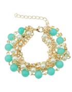 Shein Multilayers Imitation Pearl Beads Charms Bracelet For Women