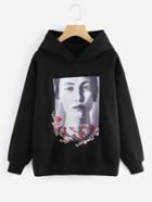 Shein Portrait Print Hoodie