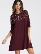 Shein Pearl Beading Drop Shoulder Tee Dress