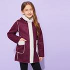 Shein Toddler Girls Contrast Faux Fur Hooded Suede Coat