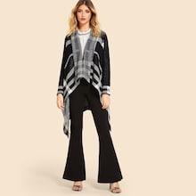 Shein Plaid Dip Hem Sweater