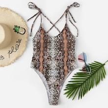 Shein Random Snakeskin Pattern Swimsuit