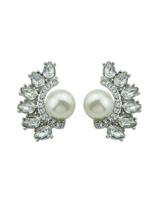 Shein Rhinestone Geometric Wing Shape Stud Earrings