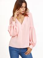 Shein V Neckline Bishop Sleeve Top