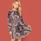 Shein Raglan Sleeve Shirred Panel Knot Dress