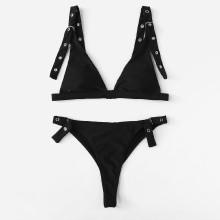 Shein Eyelet Straps Bikini Set