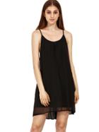 Shein Spaghetti Strap Hollow Shift Neon Black Braces Sun Slip Dresses
