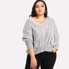 Shein Plus V Neckline Cable Knit Sweater