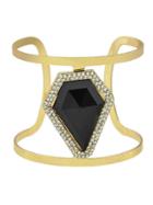 Shein Black New Design Imitation Gemstone Wide Cuff Bracelet