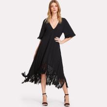 Shein Crochet Fringe Hem Swing Dress