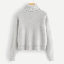 Shein High Neck Solid Fuzzy Jumper