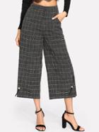 Shein Pearl Detail Grid Culotte Pants