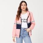 Shein Letter Sleeve Color Block Jacket