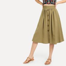 Shein Solid Button Through Skirt