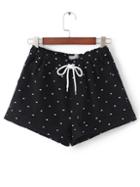 Shein Black Polka Dot Elatic Wasit Shorts