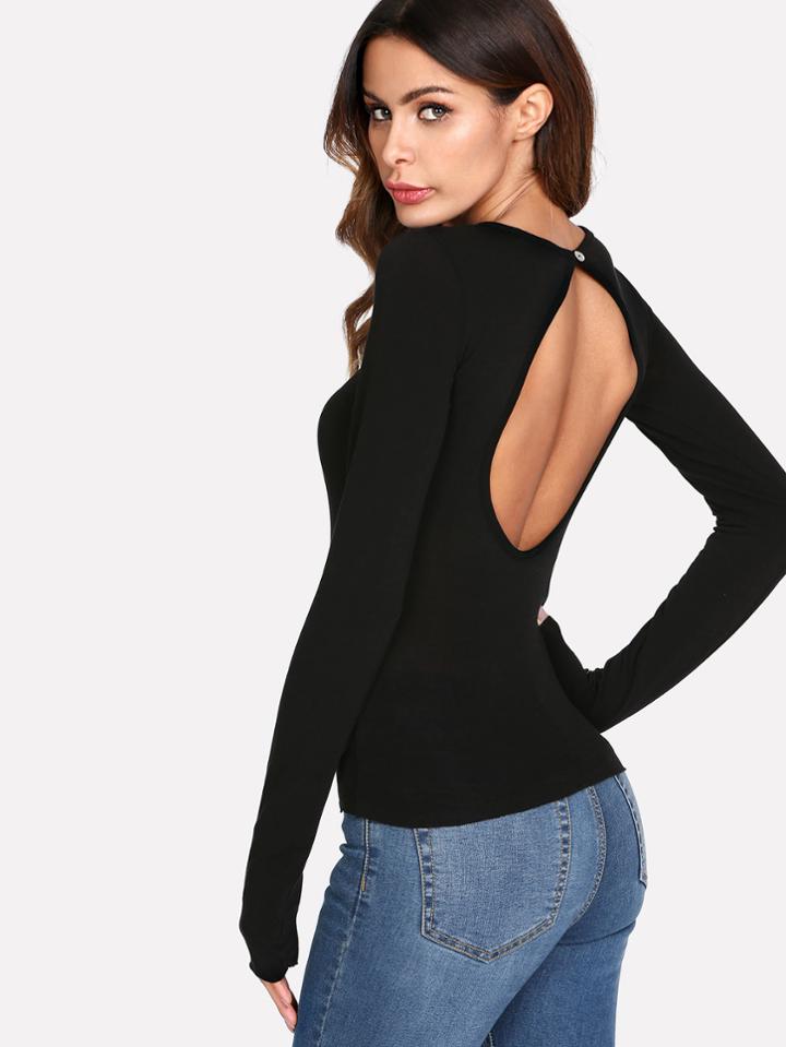 Shein Cut Out Back Tee