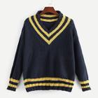 Shein Contrast Trim V-neck Sweater