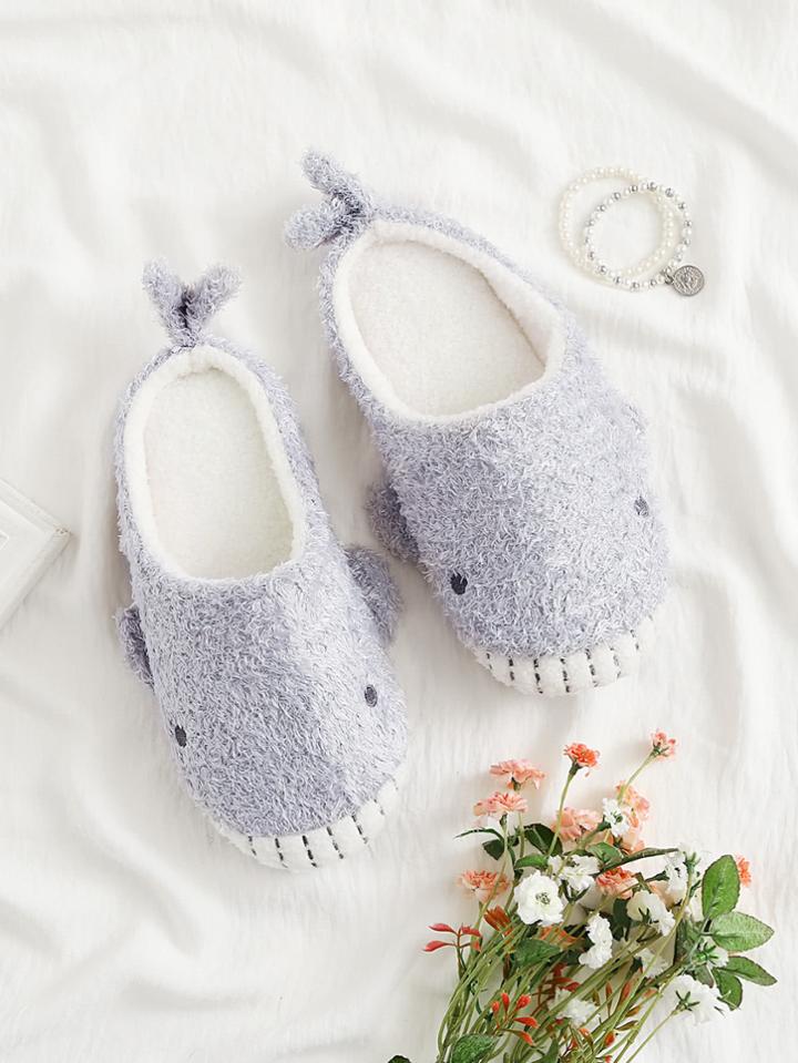 Shein Shark Design Fuzzy Slippers
