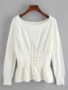 Shein Eyelet Lace Up Corset Sweater