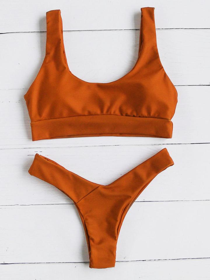 Shein Double Scoop Neck Bikini Set