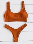 Shein Double Scoop Neck Bikini Set