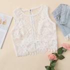 Shein Embroidered Sheer Crop Tank Top