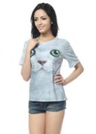 Rosewe Summer Cat Print Short T Shirt With Round Neck