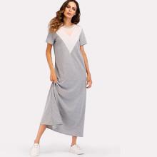 Shein Chevron Panel Tee Dress