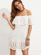 Shein Flounce Layered Neck Hollow Scallop Hem Dress