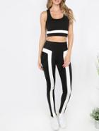 Shein Black And White Scoop Neck Crop Top With Pants
