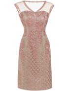 Shein Pink V Neck Gauze Disc Flowers Dress