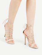 Shein Criss Cross Tie Up Pu Stiletto Sandals