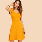 Shein Bow Tie Shoulder Solid Dress