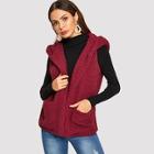 Shein Pocket Front Hooded Shell Teddy Coat