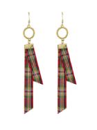 Shein Red Long Stripe Cloth Drop Earrings For Women