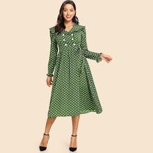 Shein Frill Trim Polka Dot Print Dress