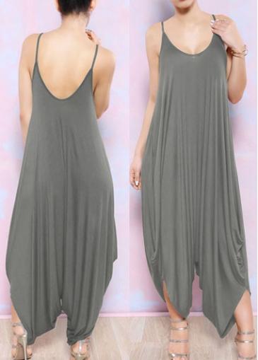 Rosewe Strap Design Grey Harlan Open Back Jumpsuit