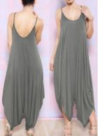 Rosewe Strap Design Grey Harlan Open Back Jumpsuit