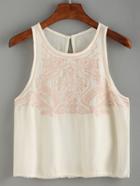 Shein Embroidered Lace Trimmed Tank Top