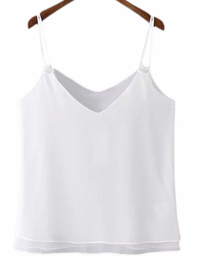 Shein White Double Spaghetti Strap Tank Top