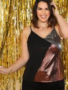 Shein Metallic Cut And Sew Cami Top