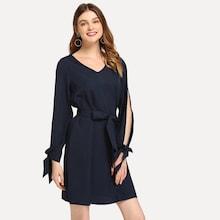 Shein Knot Cuff Belted Dress