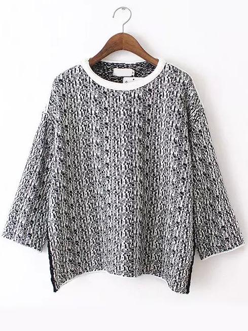 Shein Black Round Neck Casual Knit Sweater