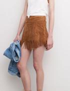 Shein Camel Slim Tassel Bodycon Skirt