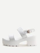 Shein White Strappy Platform Pu Sandals