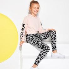 Shein Girls Letter Print Leggings