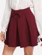 Shein Bow Front Box Pleated Textured Skirt