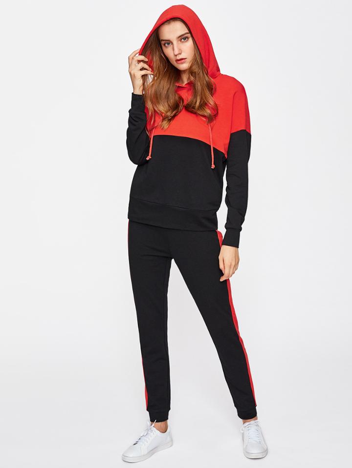 Shein Two Tone Hoodie And Sweatpants Set