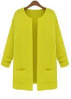 Rosewe Comfy Round Neck Round Yellow Cardigans For Lady