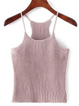 Shein Pink Spaghetti Strap Rib Sweater Cami